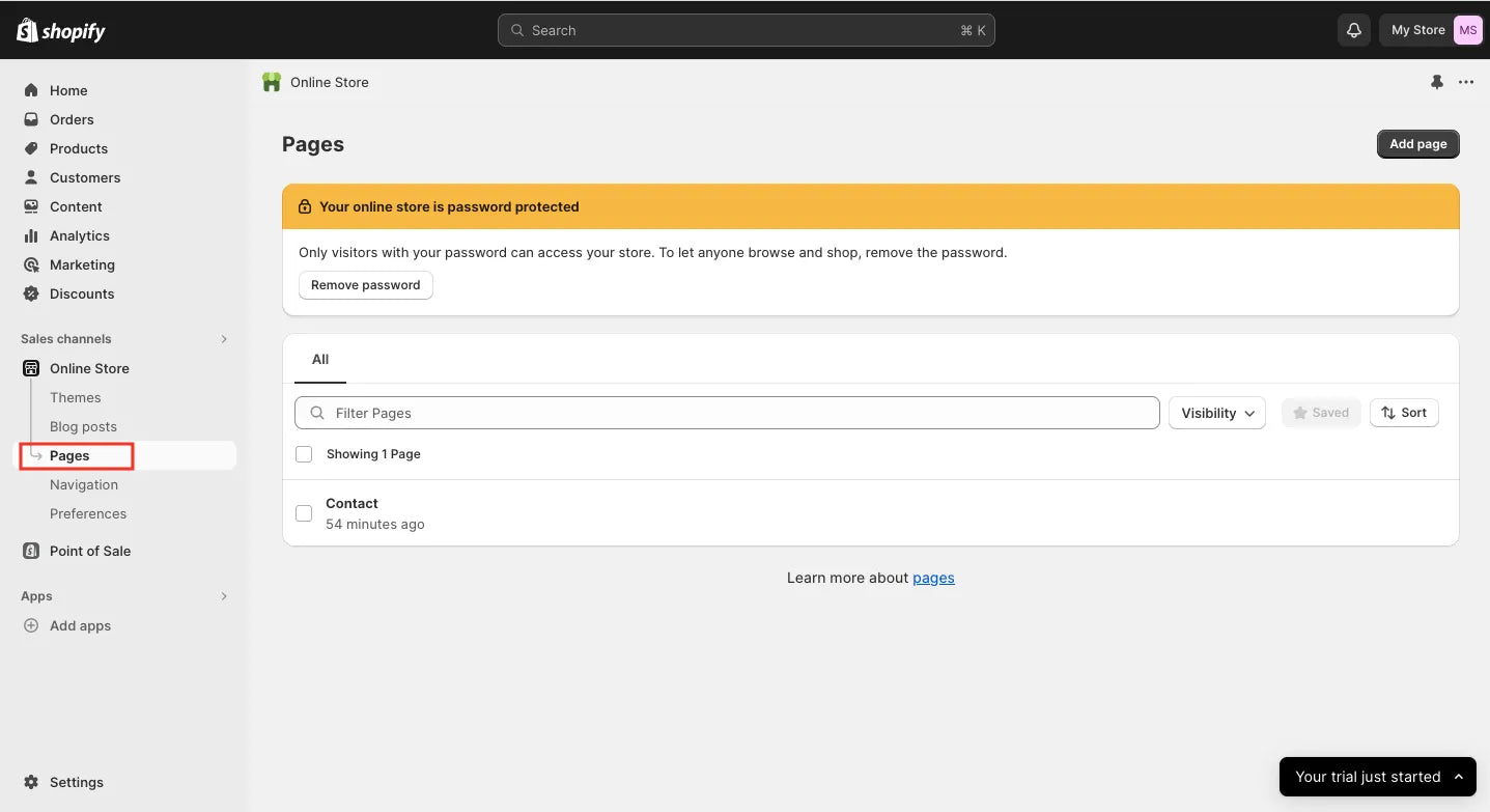Shopify 商店仪表板