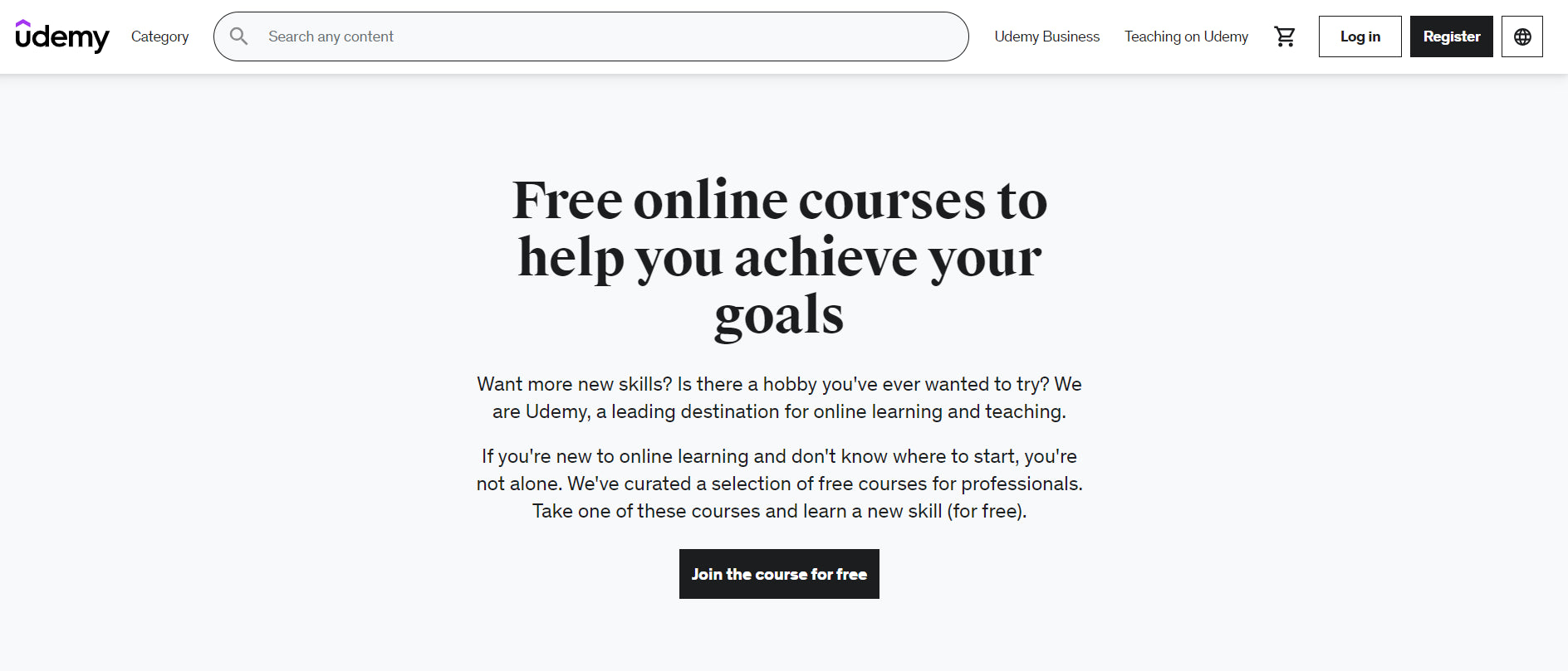 Screenshot of udemy.com website