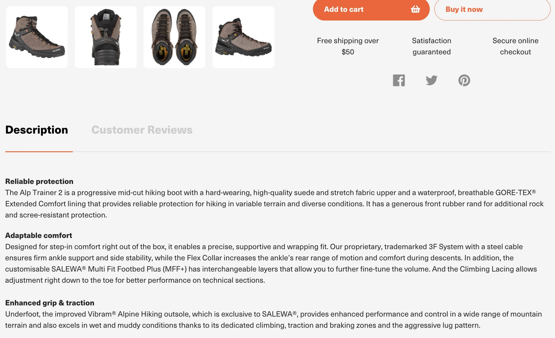 A screenshot of a product tab feature on a Shopify theme
