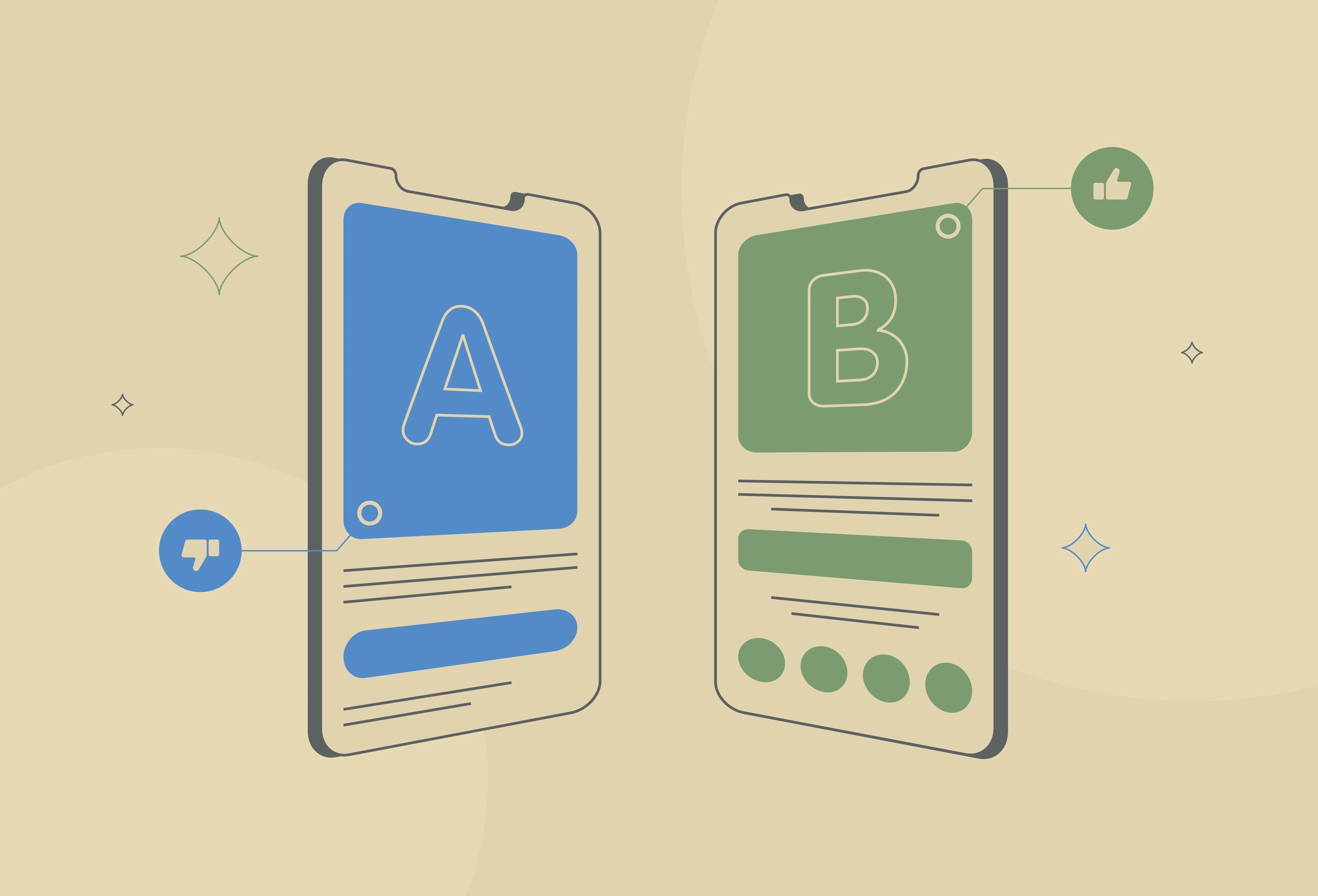 An illustration showing what a typical A/B testing process looks like.