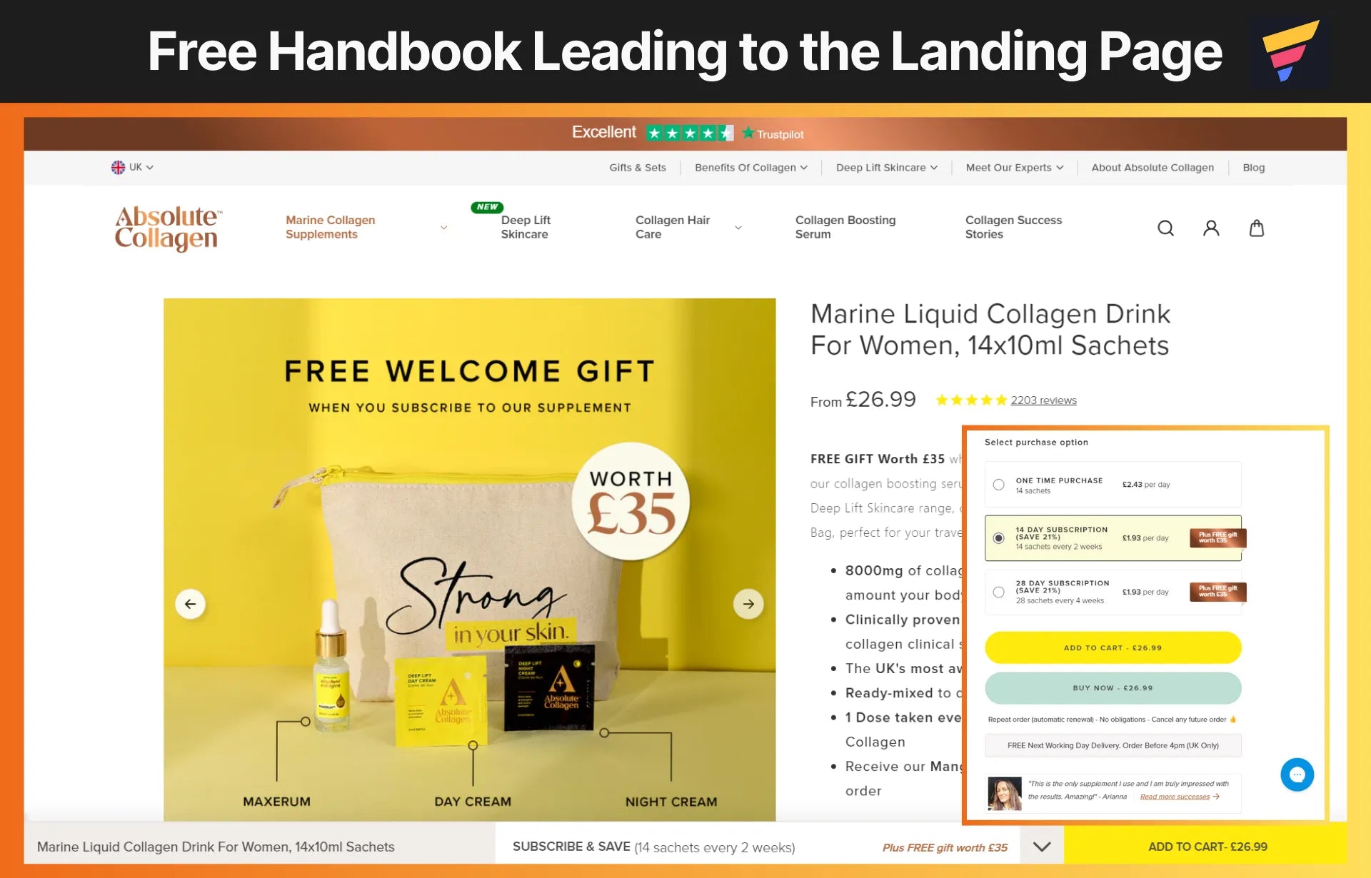 Free Handbook Leading to the Landing Page