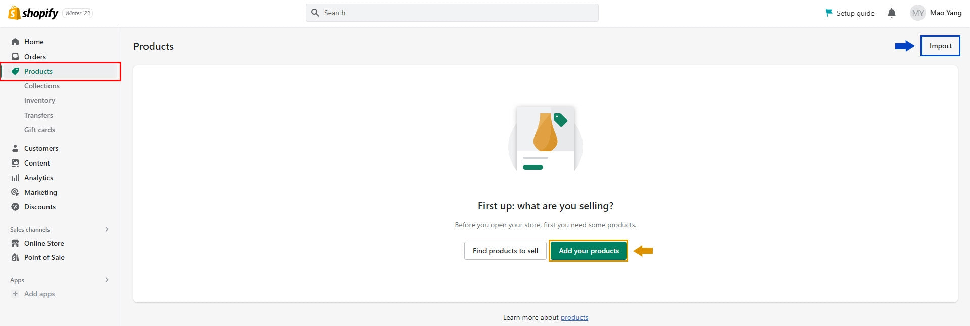 Add products to Shopify