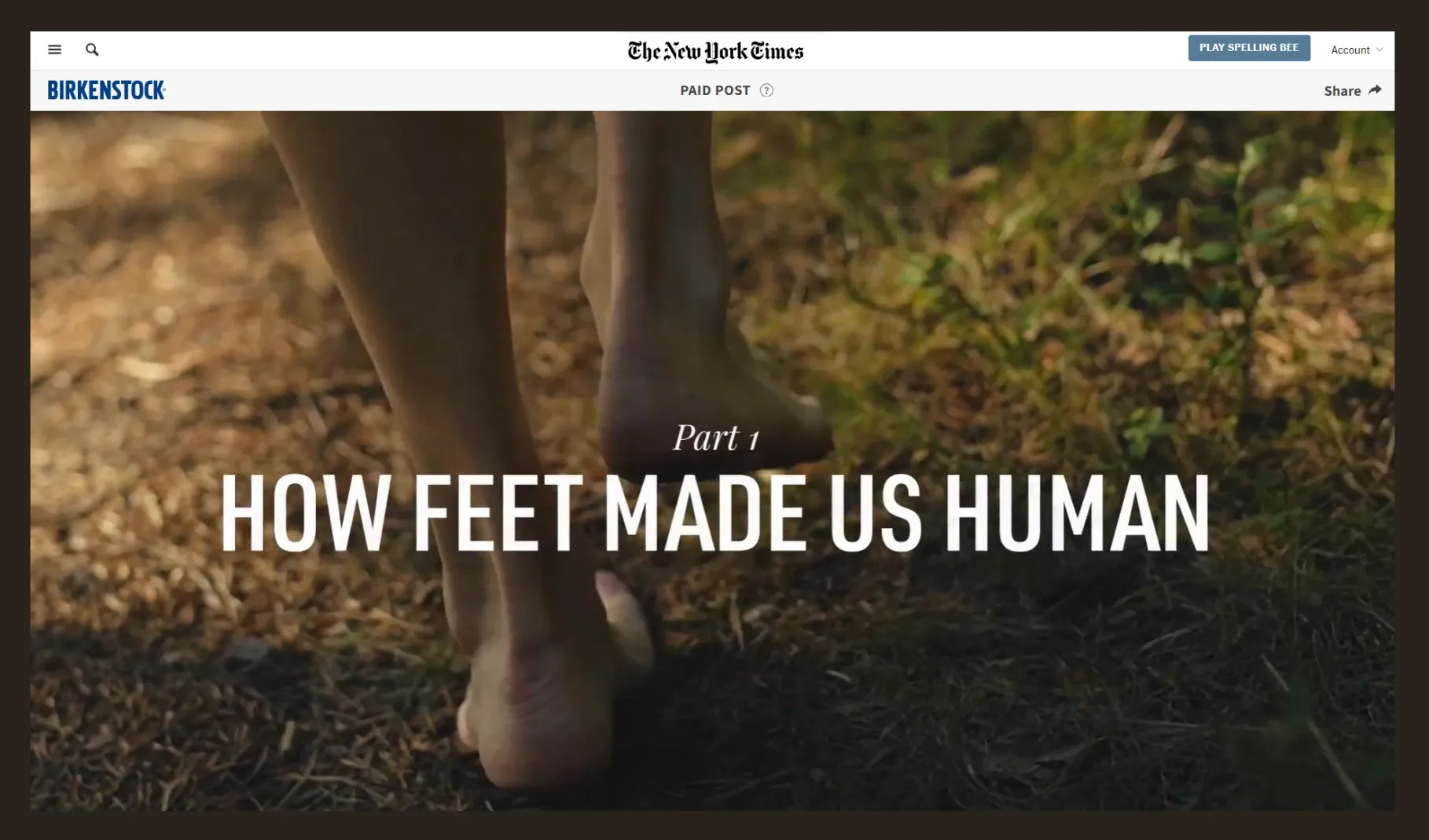 Birkenstock paid post in The New York Times