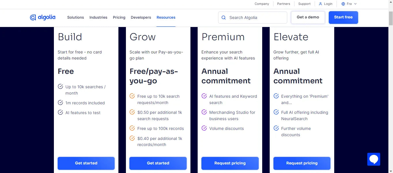 The screenshot image of AIgolia