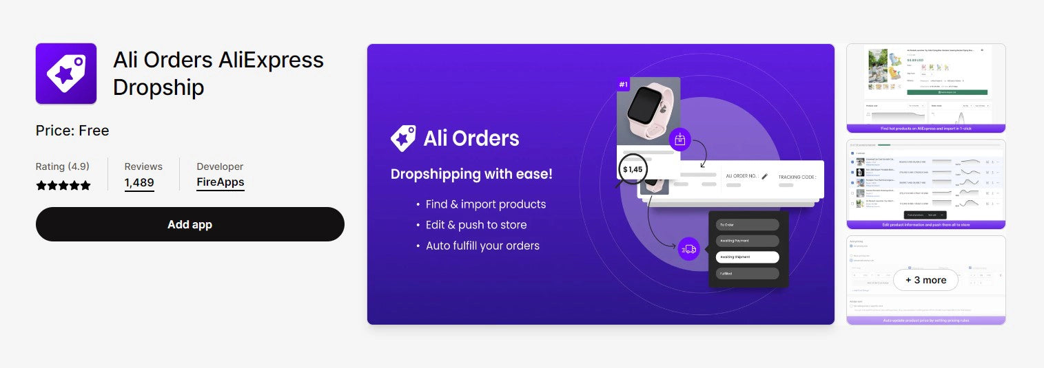 Ali Orders Shopify Dropshipping App