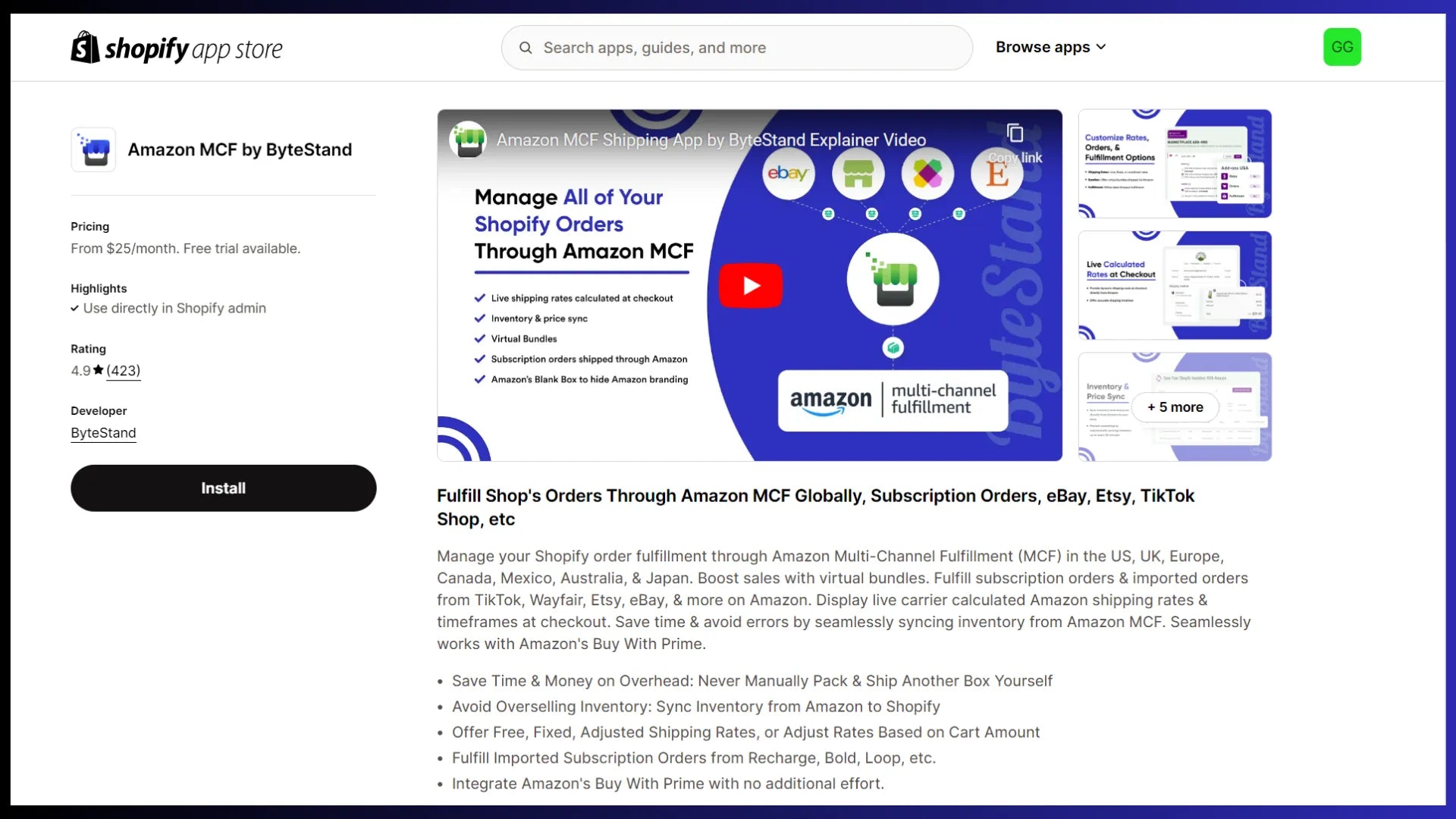 Amazon MCF app by ByteStand