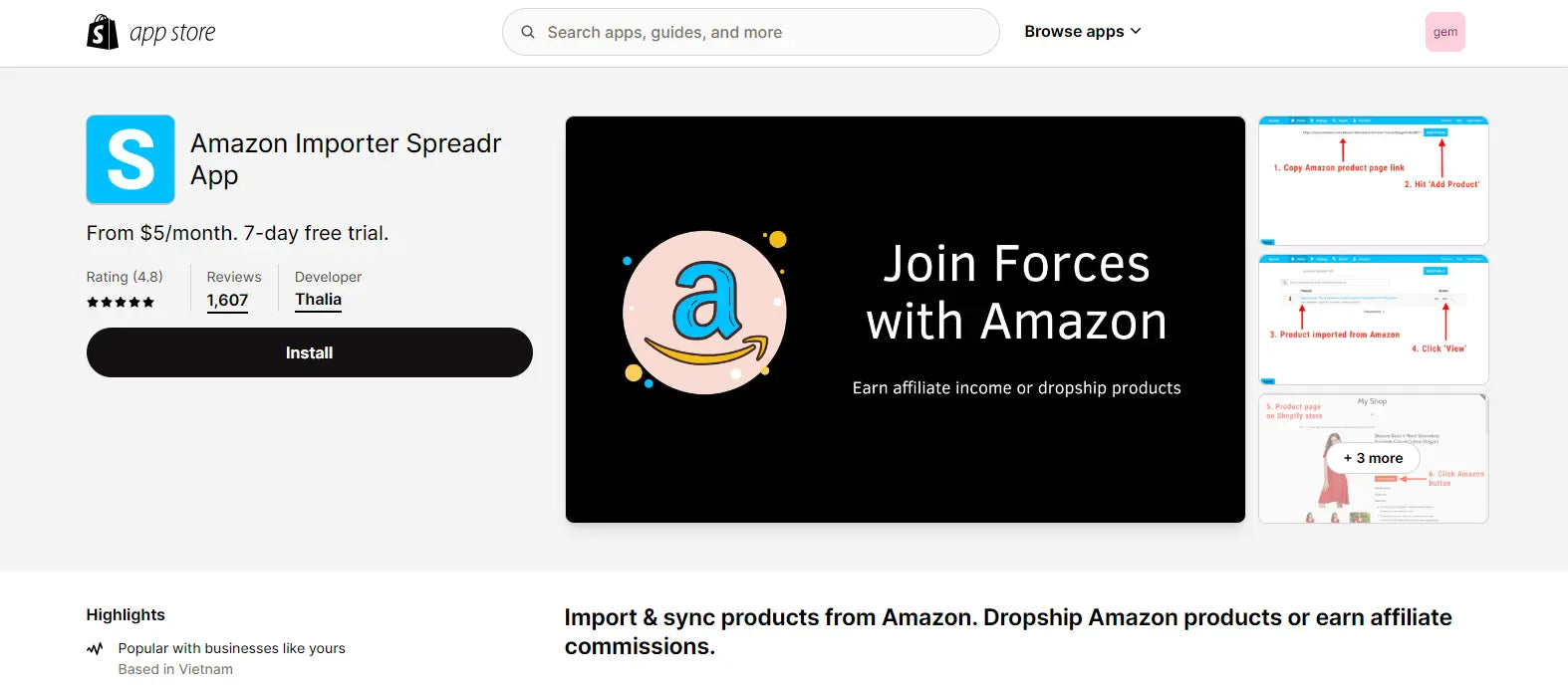Amazon Importer - Spreadr App
