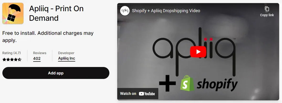 Apliiq: Print on Demand app on Shopify