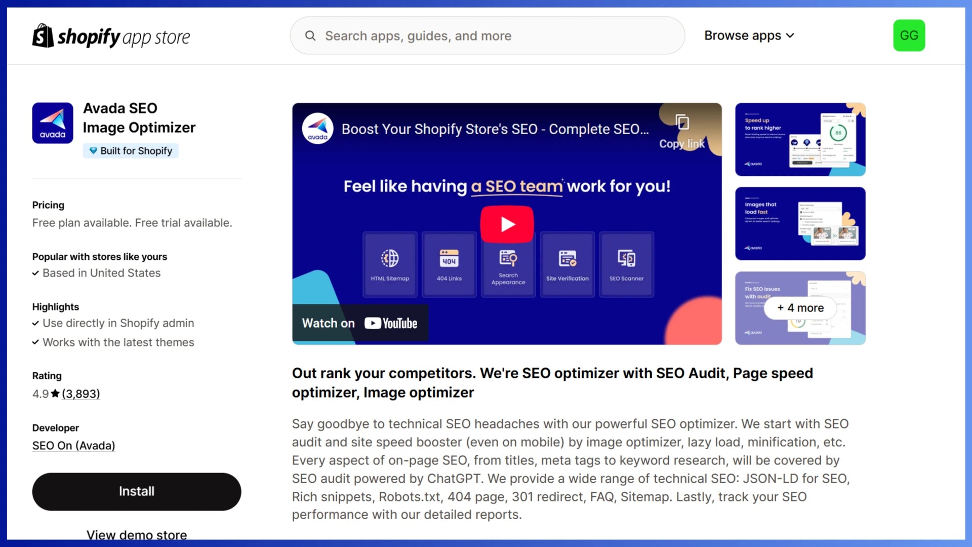 Avada SEO Image Optimizer app