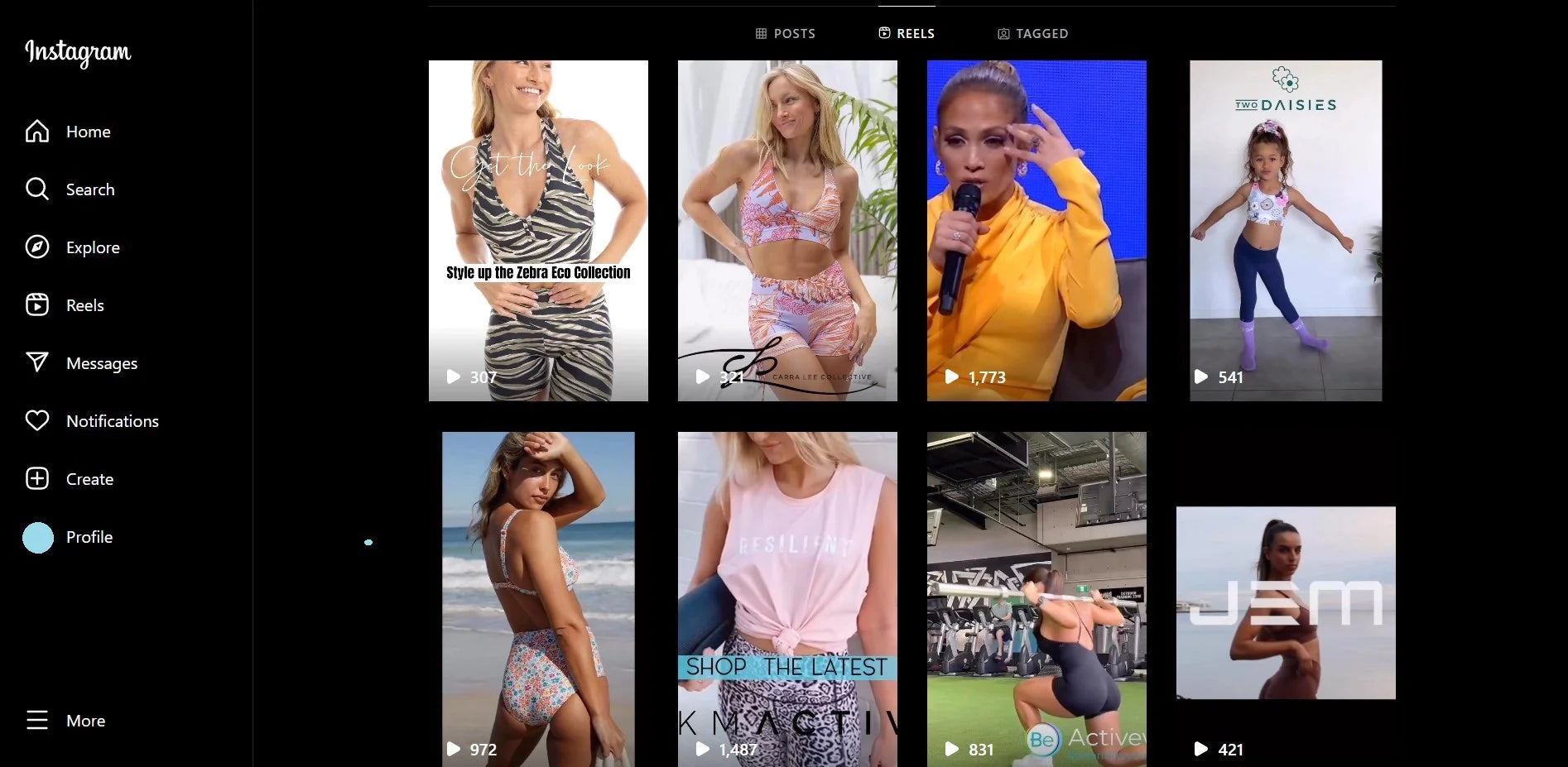 Mira los carretes de Instagram de Activewear