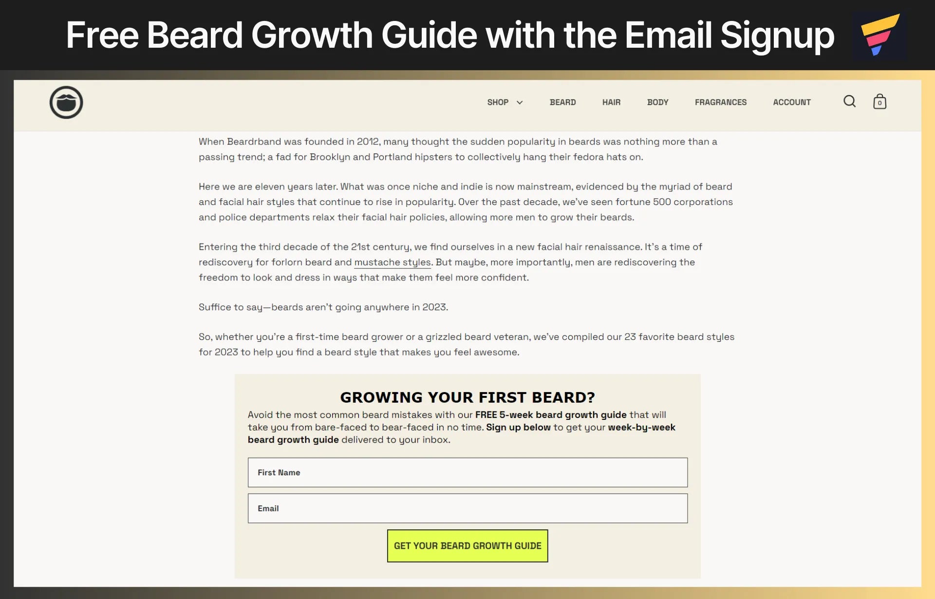Free Beard Growth Guide with the Email Signup