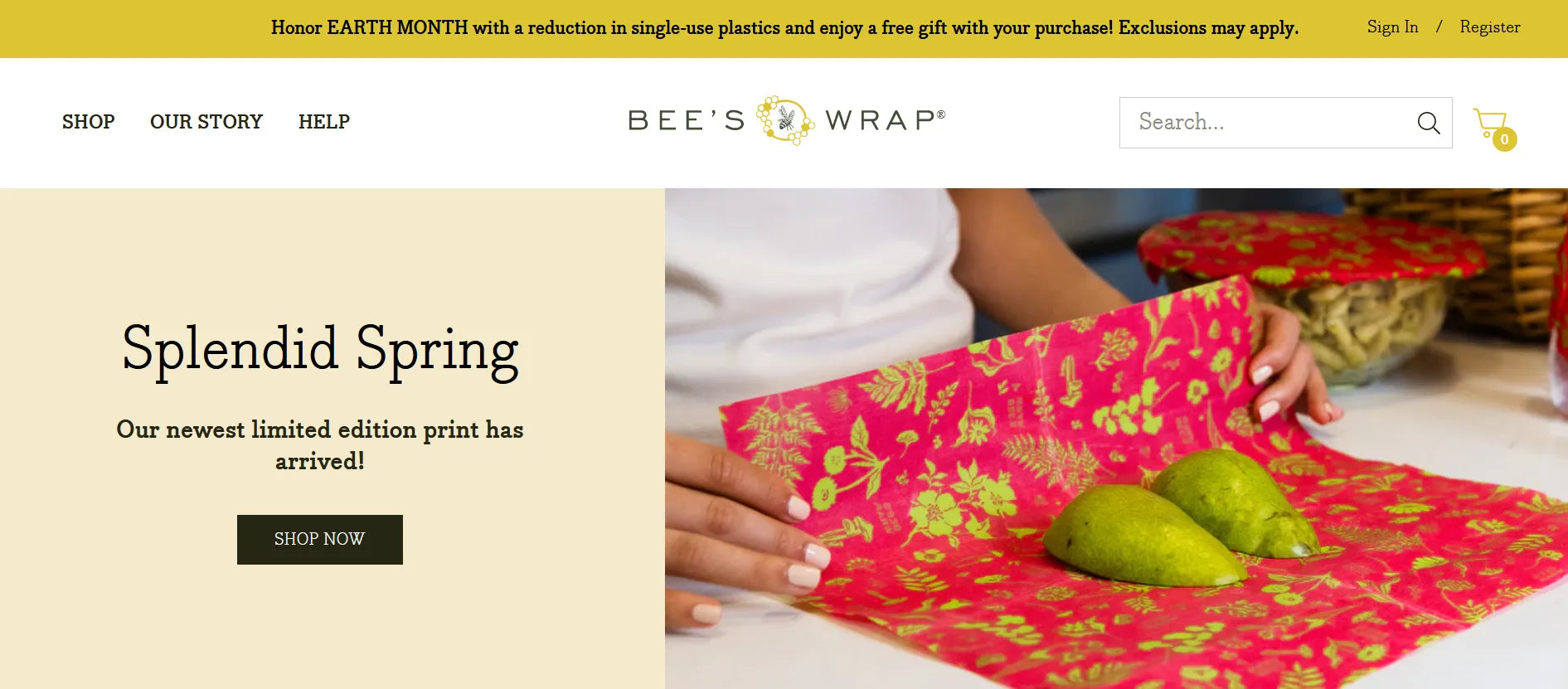 Screenshot of Bee’s Wrap’s website.