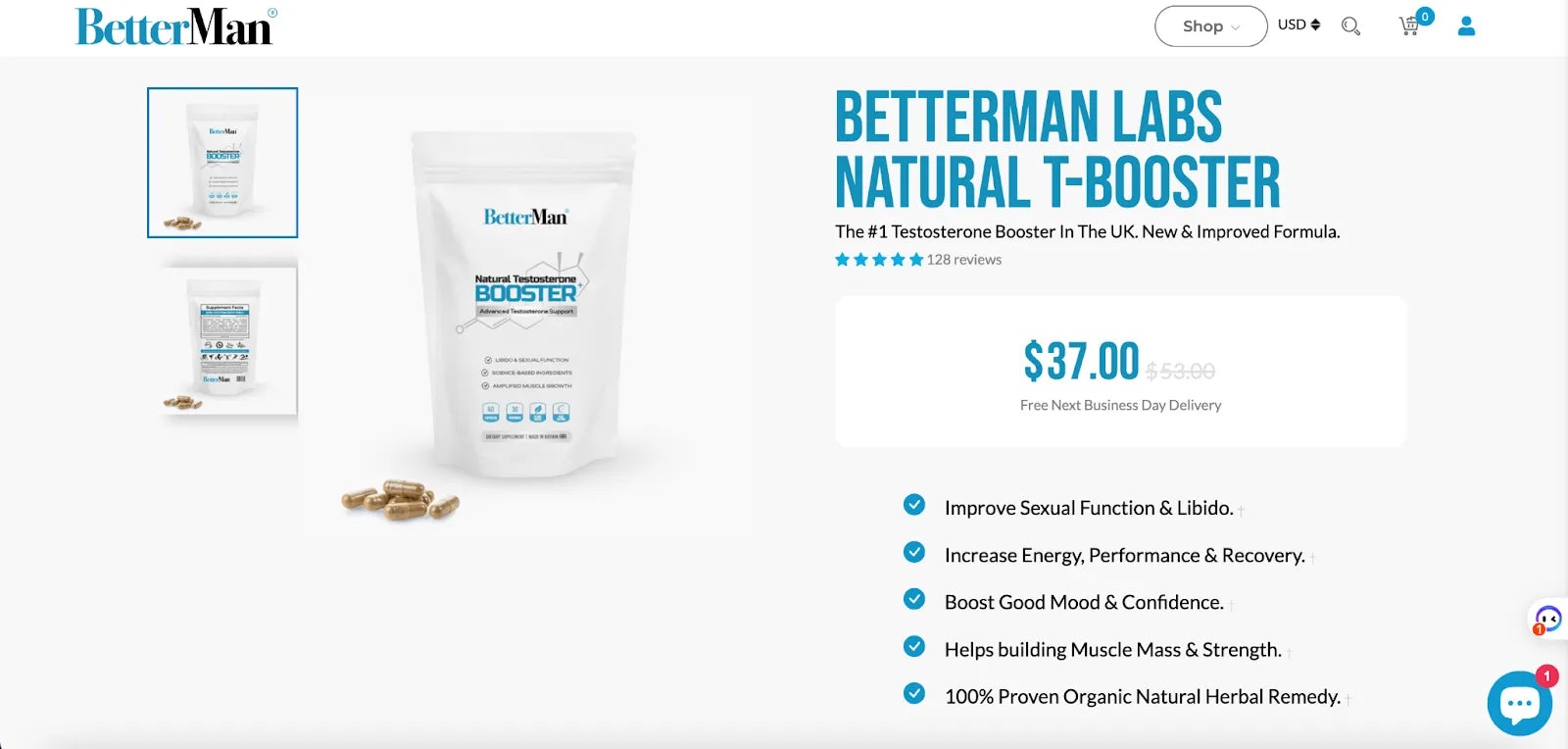 Ejemplos de páginas de productos de Shopify de BetterMan