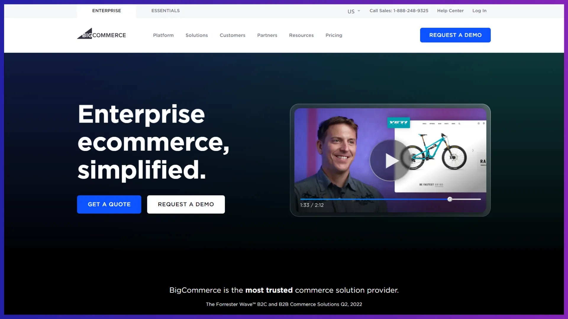 Página de inicio de BigCommerce