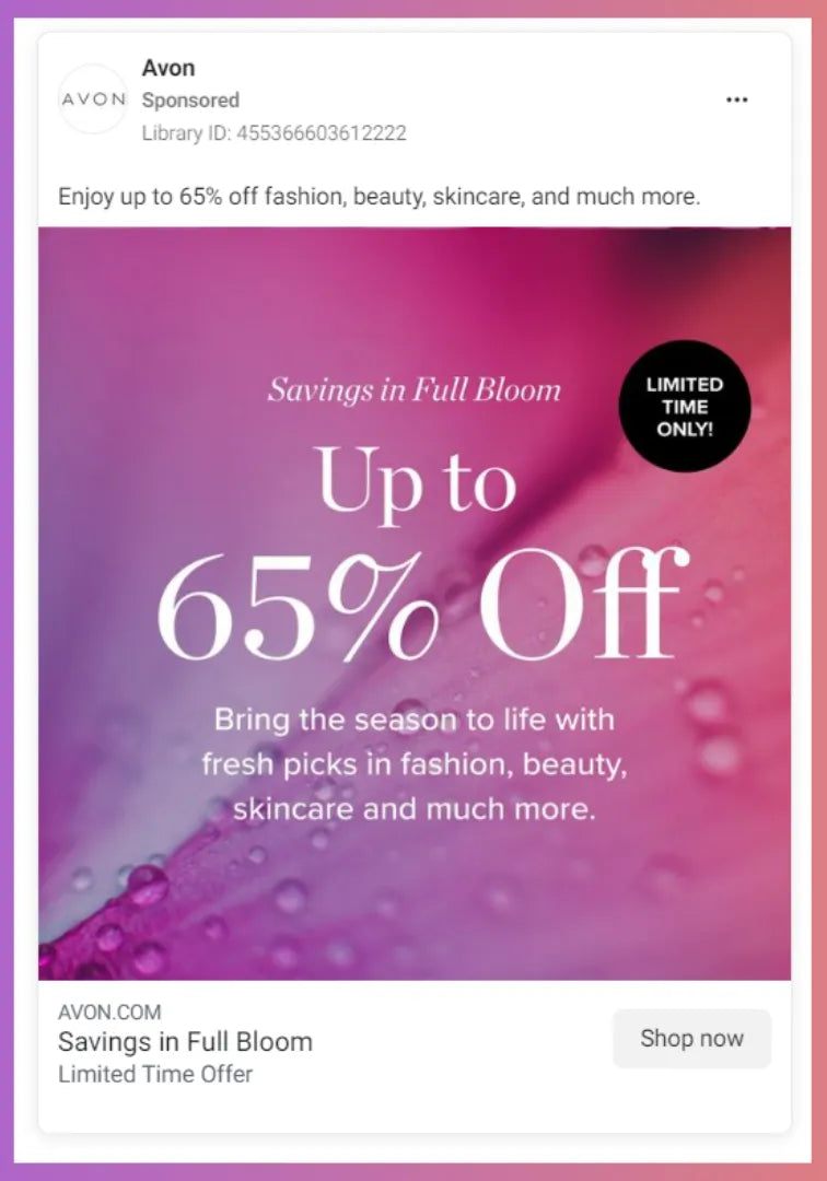 An example of a Facebook ad with a limited-time discount offer