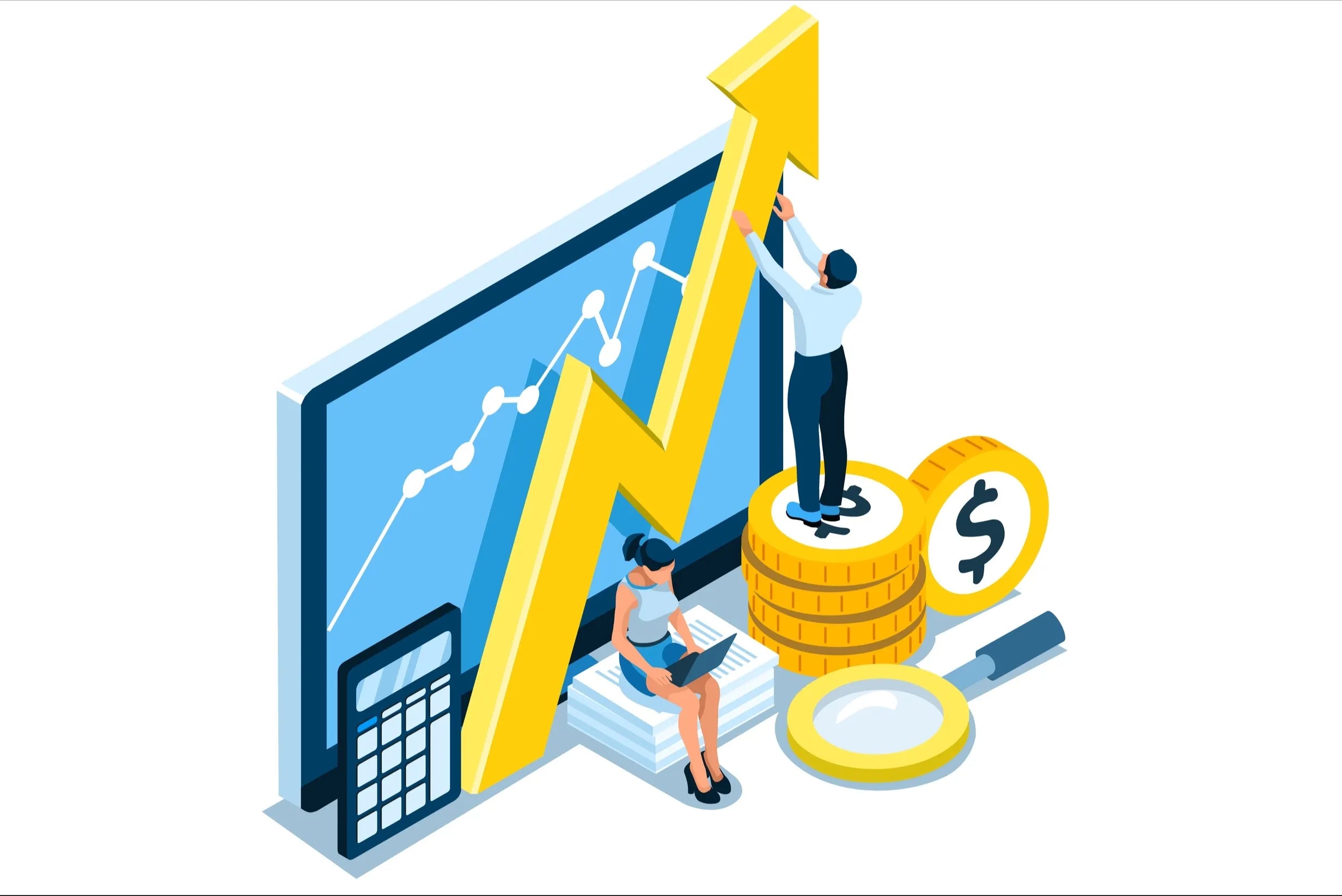 An illustration showing a boost in revenue when a customer-first strategy is applied.