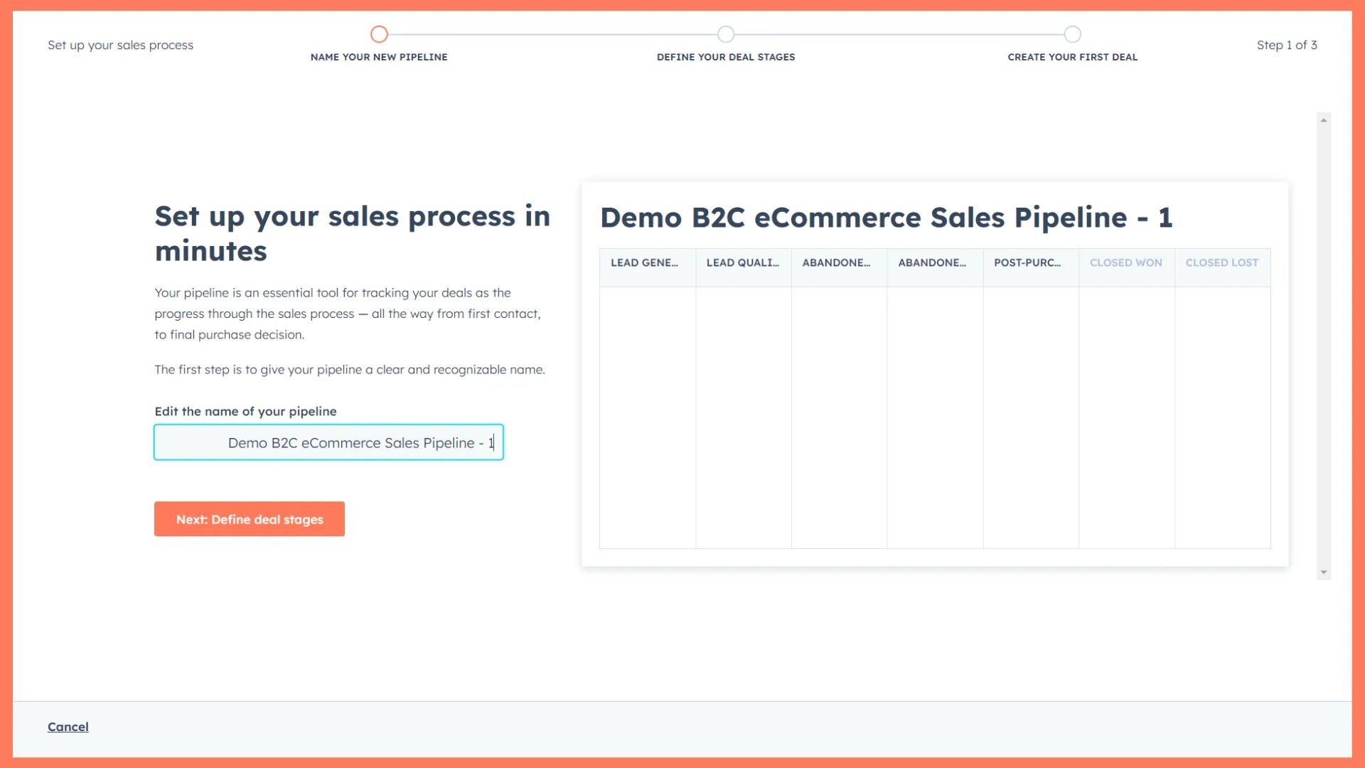 Deal configuration in the HubSpot CRM