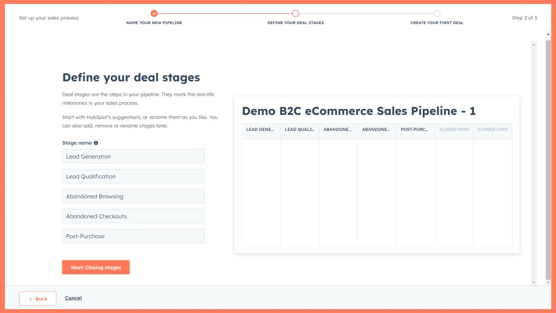 Deal configuration in the HubSpot CRM