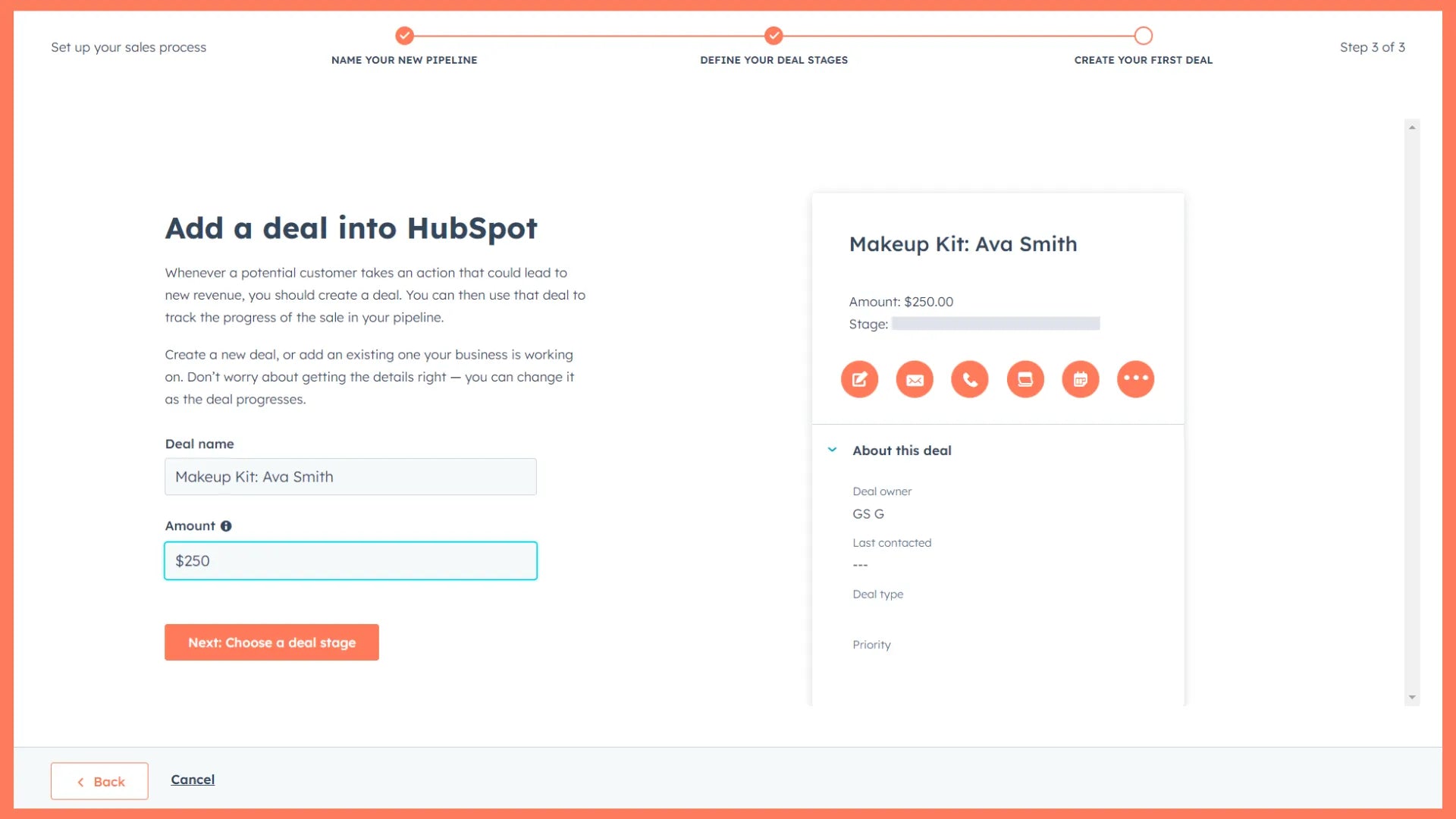 Deal configuration in the HubSpot CRM