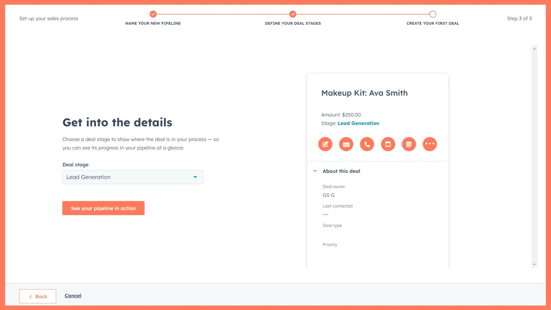 Deal configuration in the HubSpot CRM