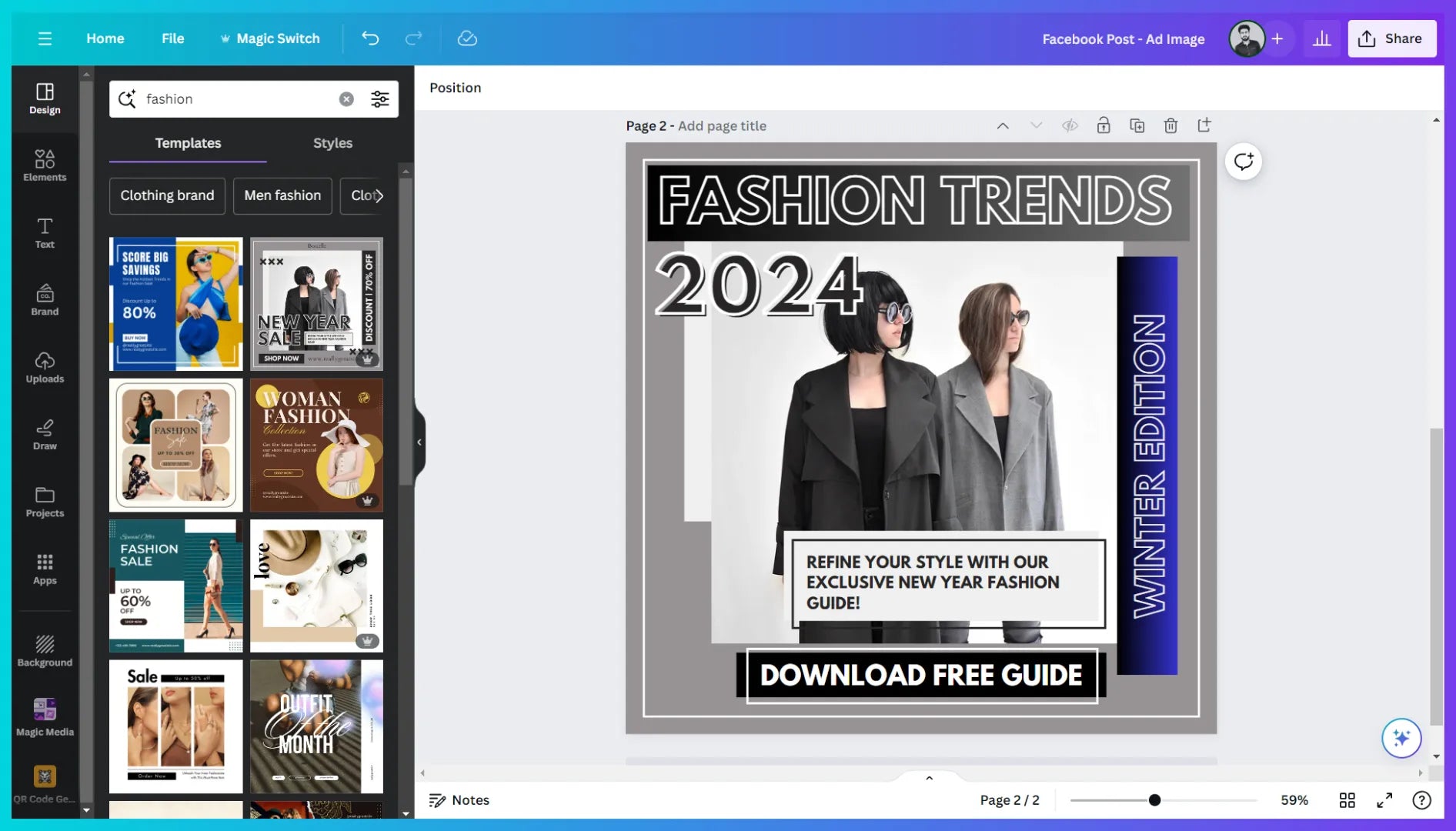 Social media post creation using Canva
