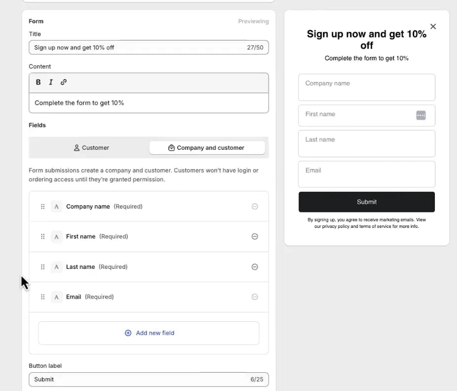 Step 5.1. configure popup setting