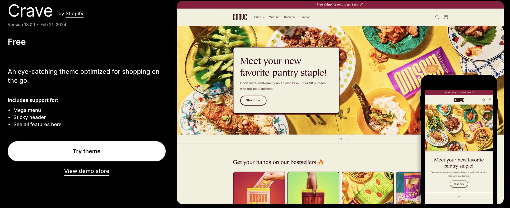 A screenshot of Crave Shopify theme.