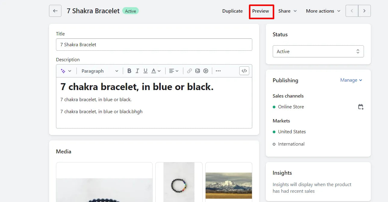 Crear página de producto en Shopify