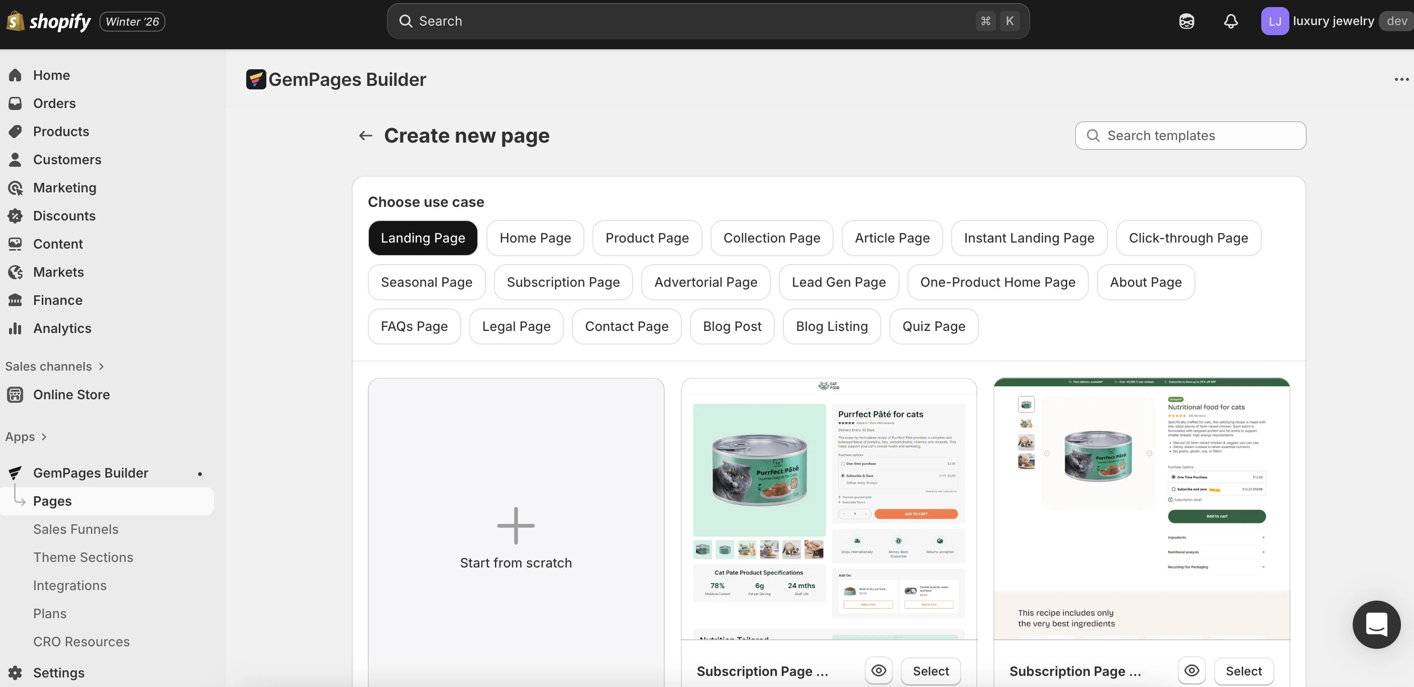 Use GemPages to build Shopify landing pages