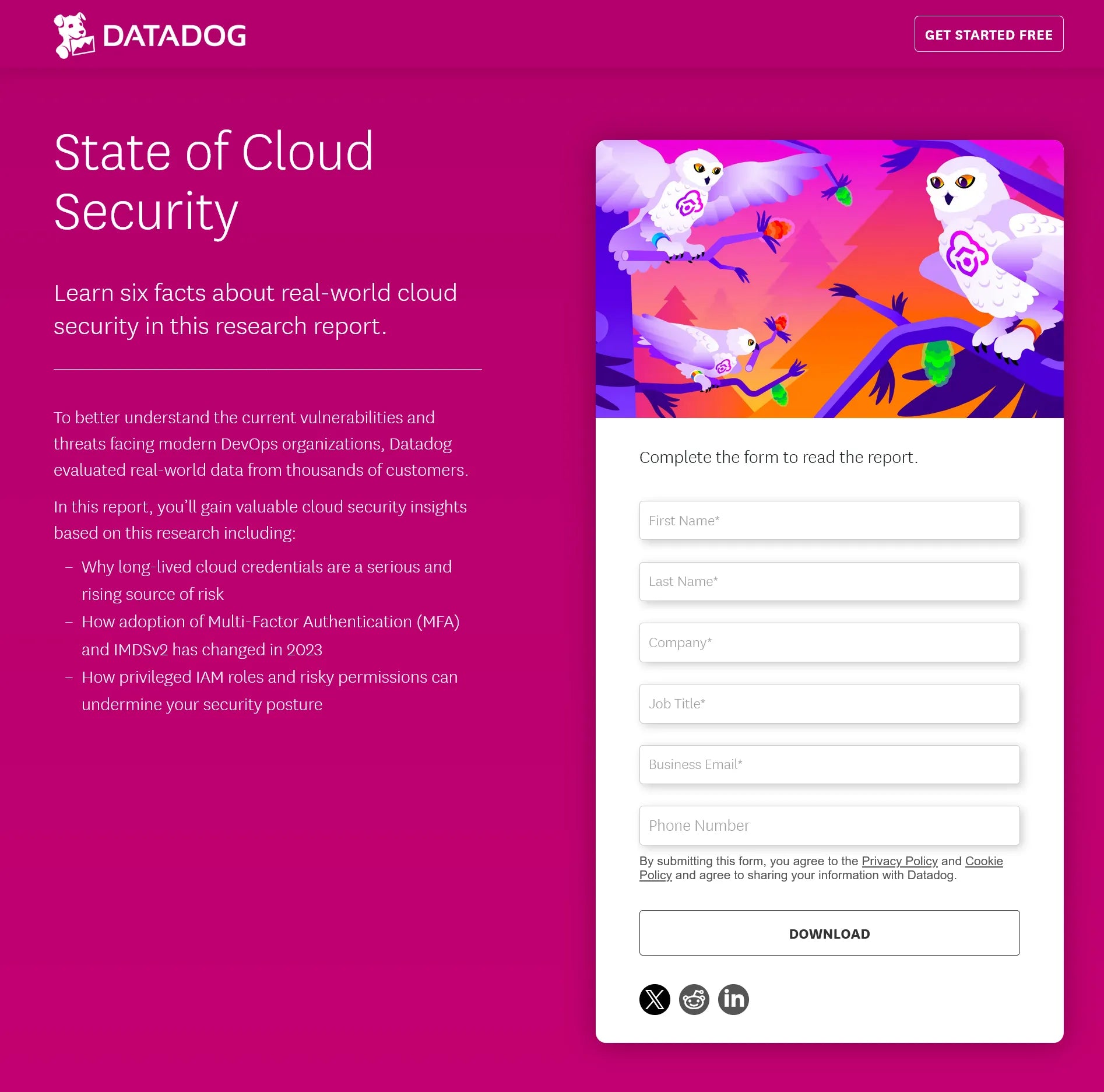 Screenshot of Datadog’s B2B landing page.