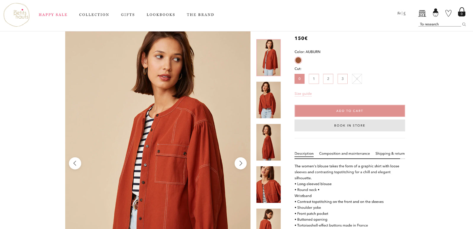 Des Petits Hauts’s product page with recommendations