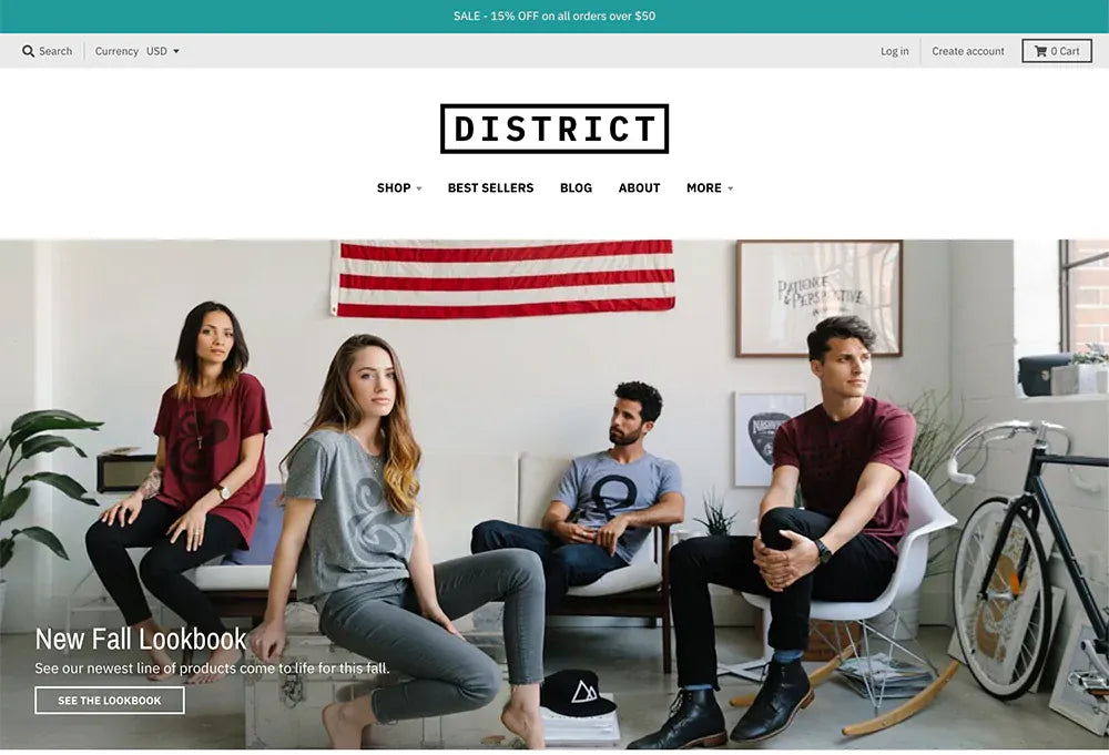 Demo of the District theme’s homepage