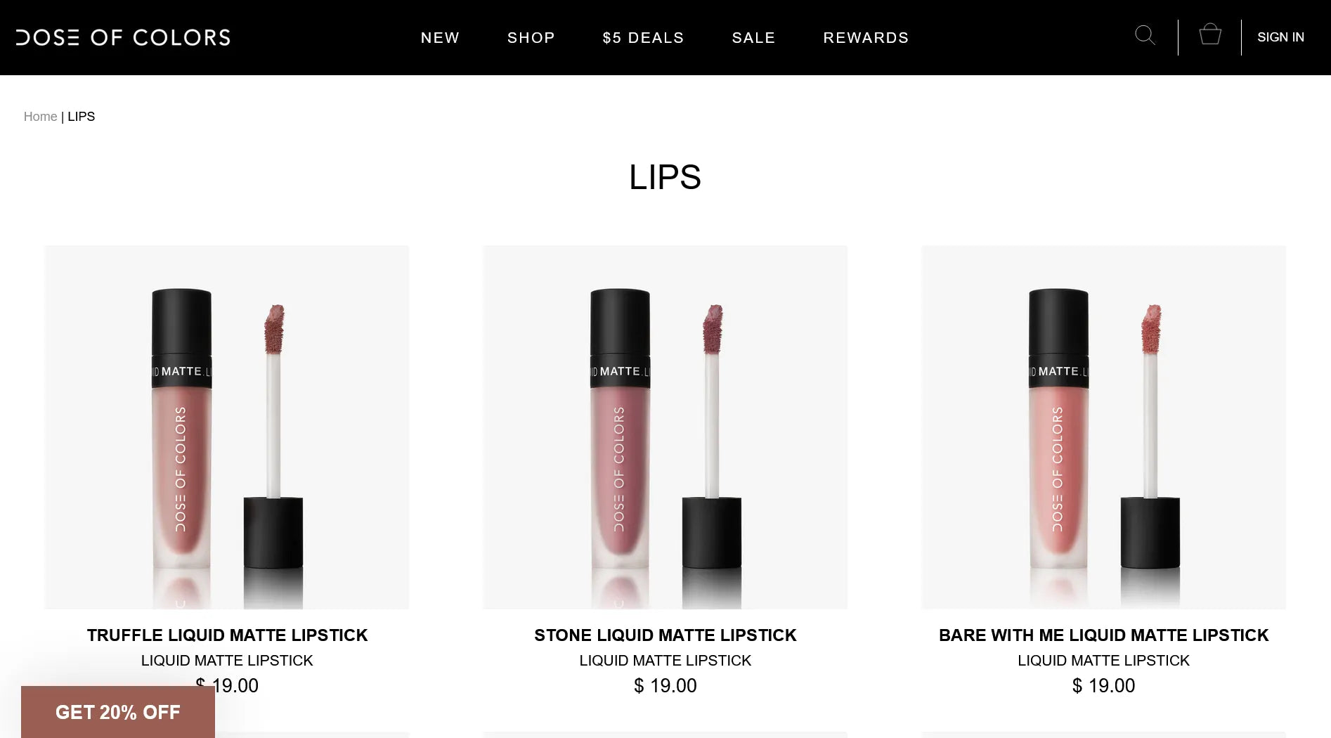 Screenshot of Dose of Colors’ website.