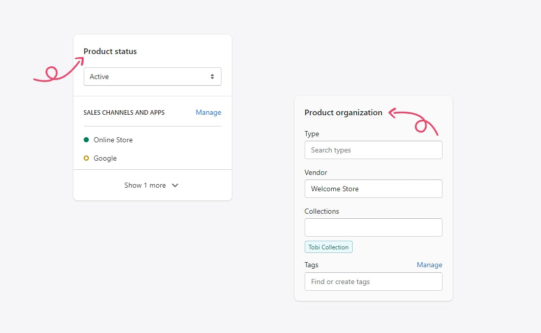 Editar el estado del producto y la organización del producto