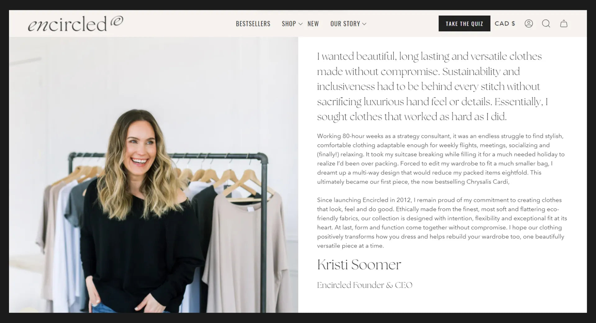 The founder story on the Encircled’s website