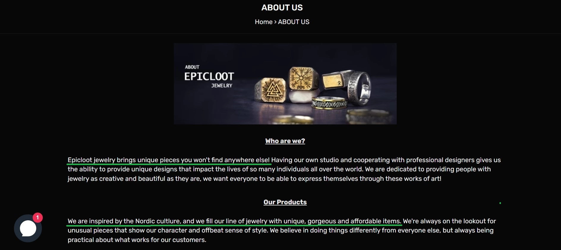 Epic Loot’s About Us page