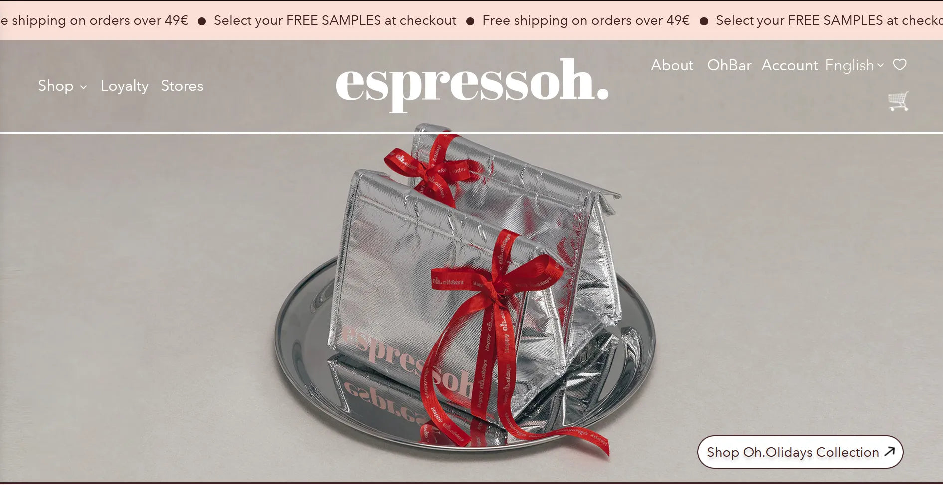 Screenshot of EspressOh's website.