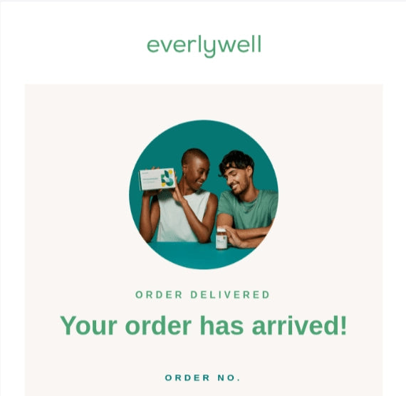 Screenshot of Everlywell’s order confirmation email.