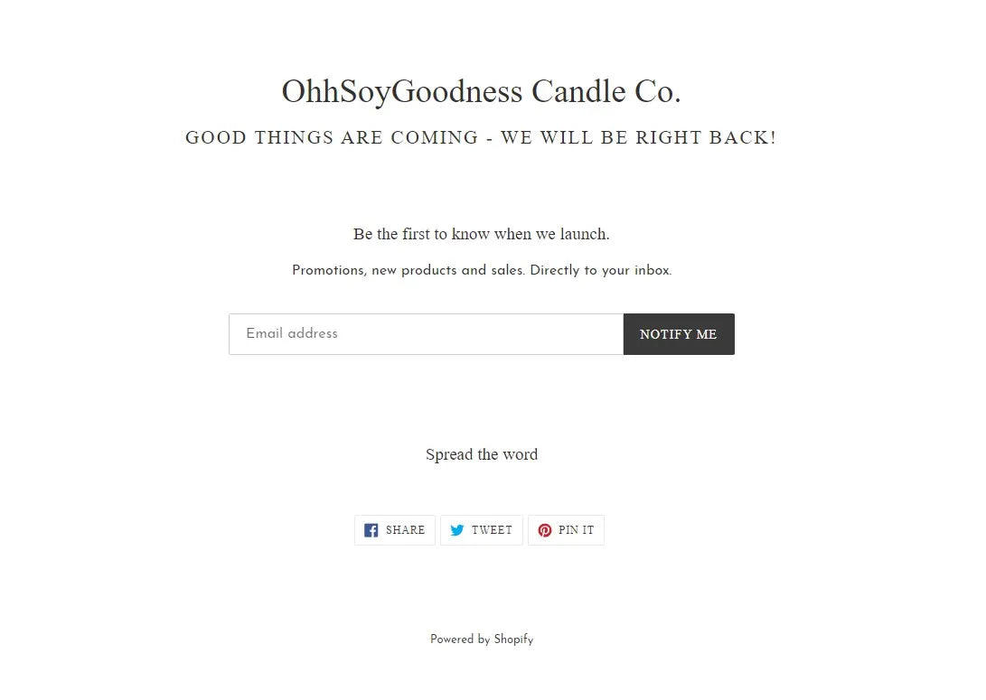 Example of a Shopify password page
