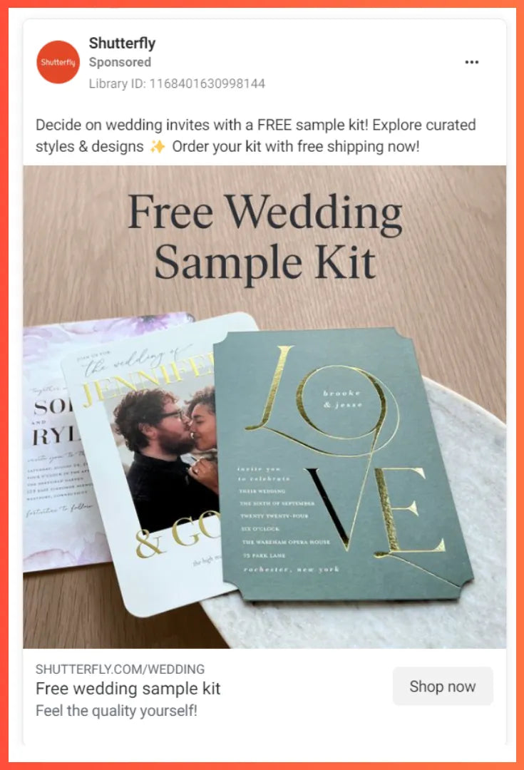 An example of a Facebook ad with a free sample kit offer