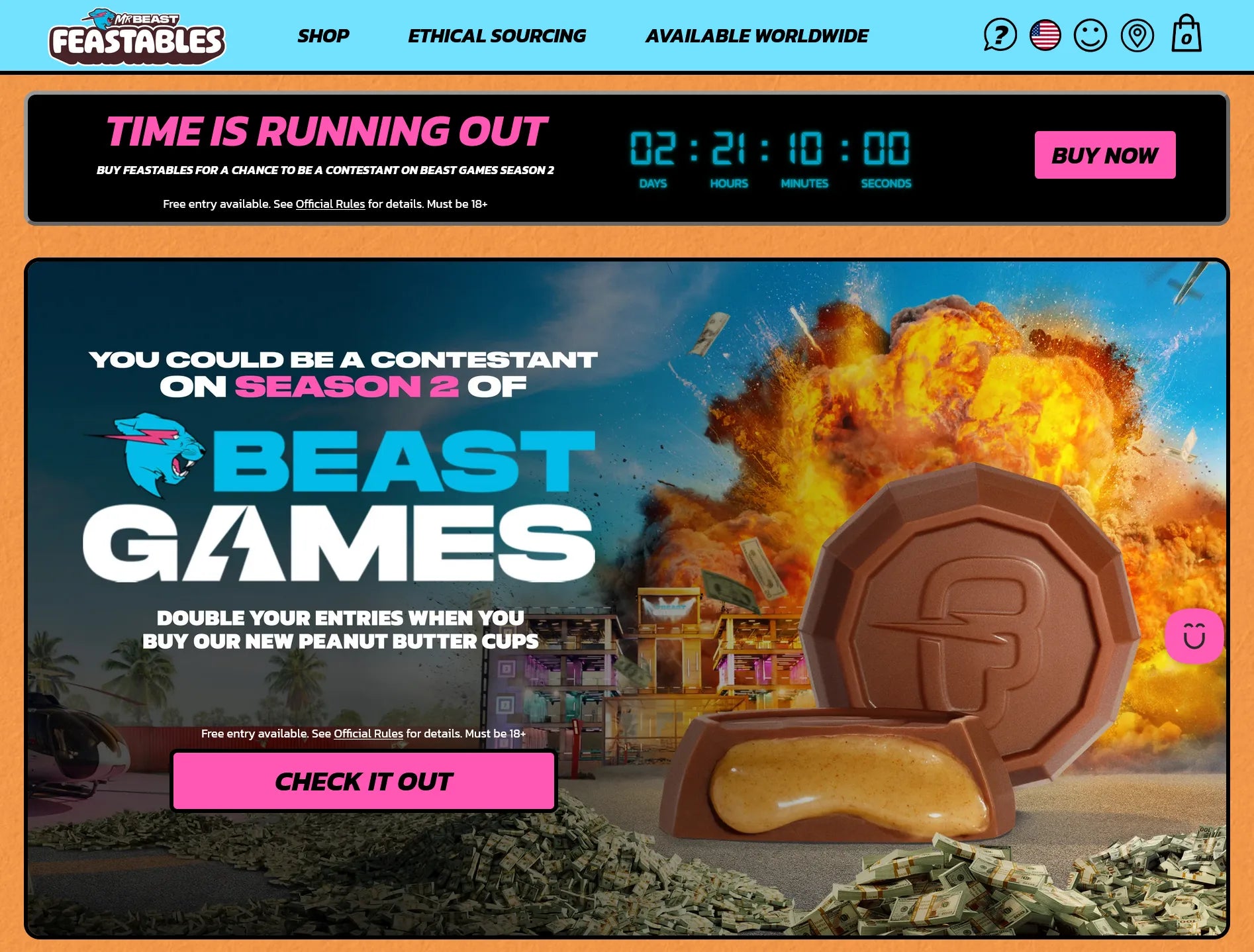 Screenshot of Feastables’ website.