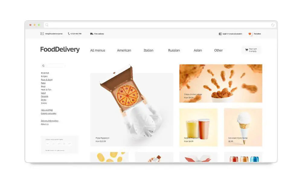 restaurant ecommerce website design sample
