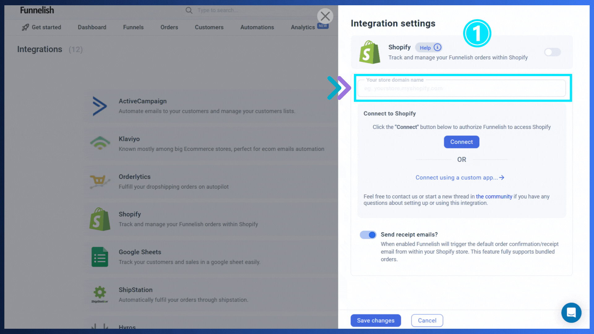 Funnelish integration with Shopify