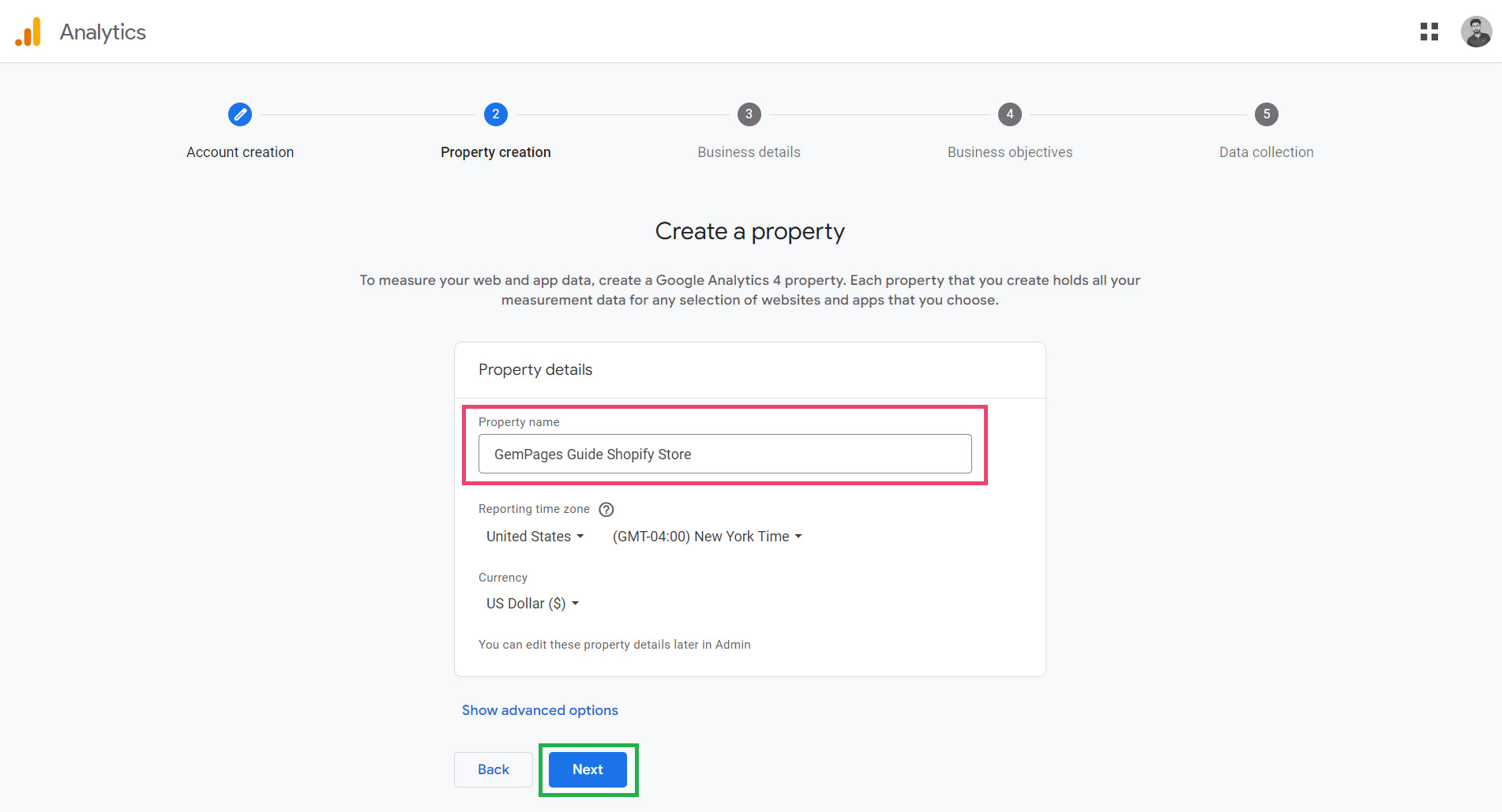 Google Analytics 4 帐户设置