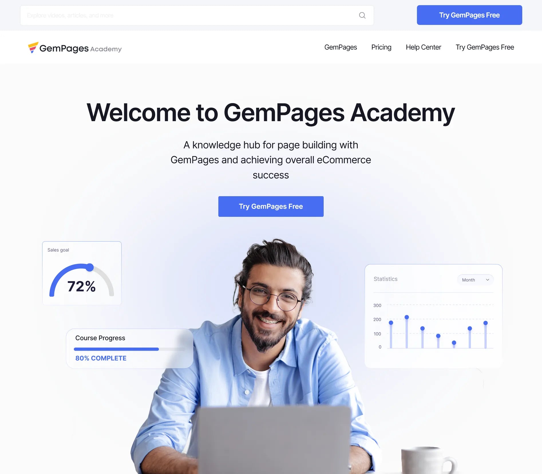 Screenshot of GemPages’ B2B landing page.