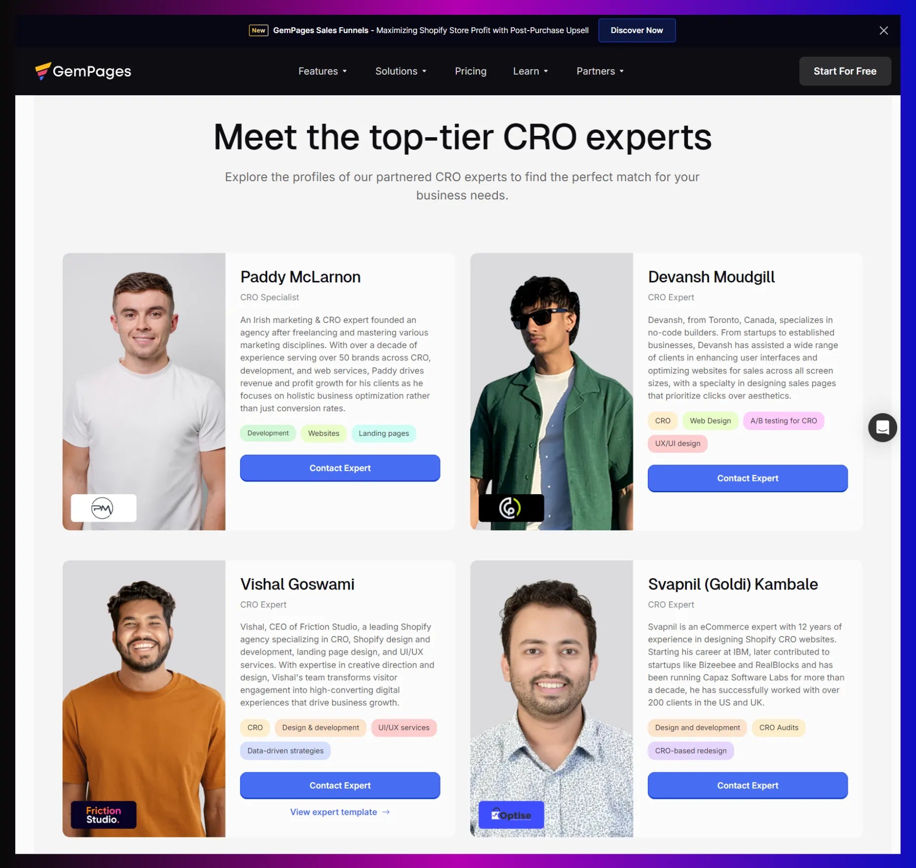 GemPages’ partner CRO experts