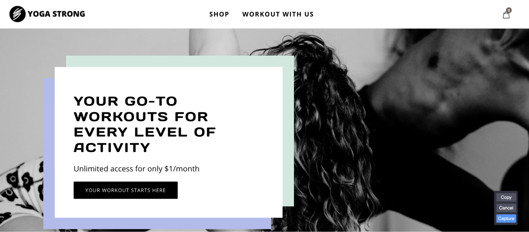 Screenshot of Yoga Strong website