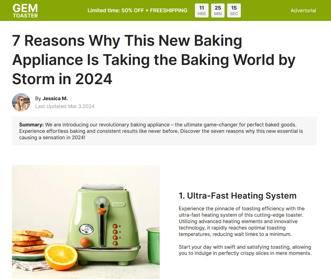 Screenshot of GemPages’ listicle template.