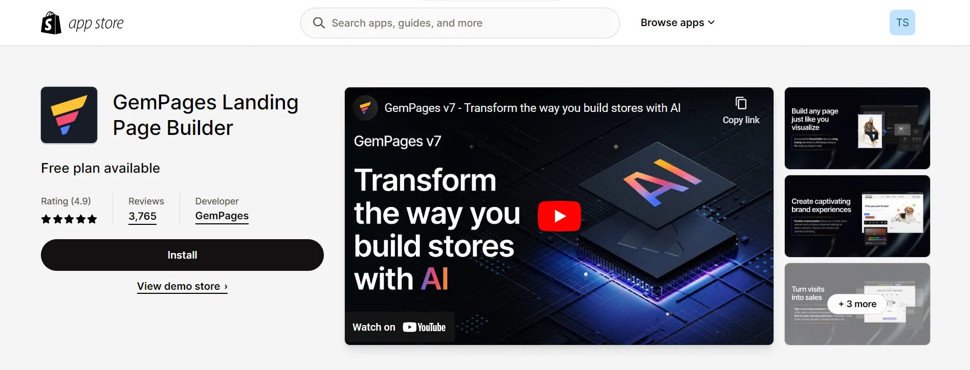 GemPages Landing Page Builder app
