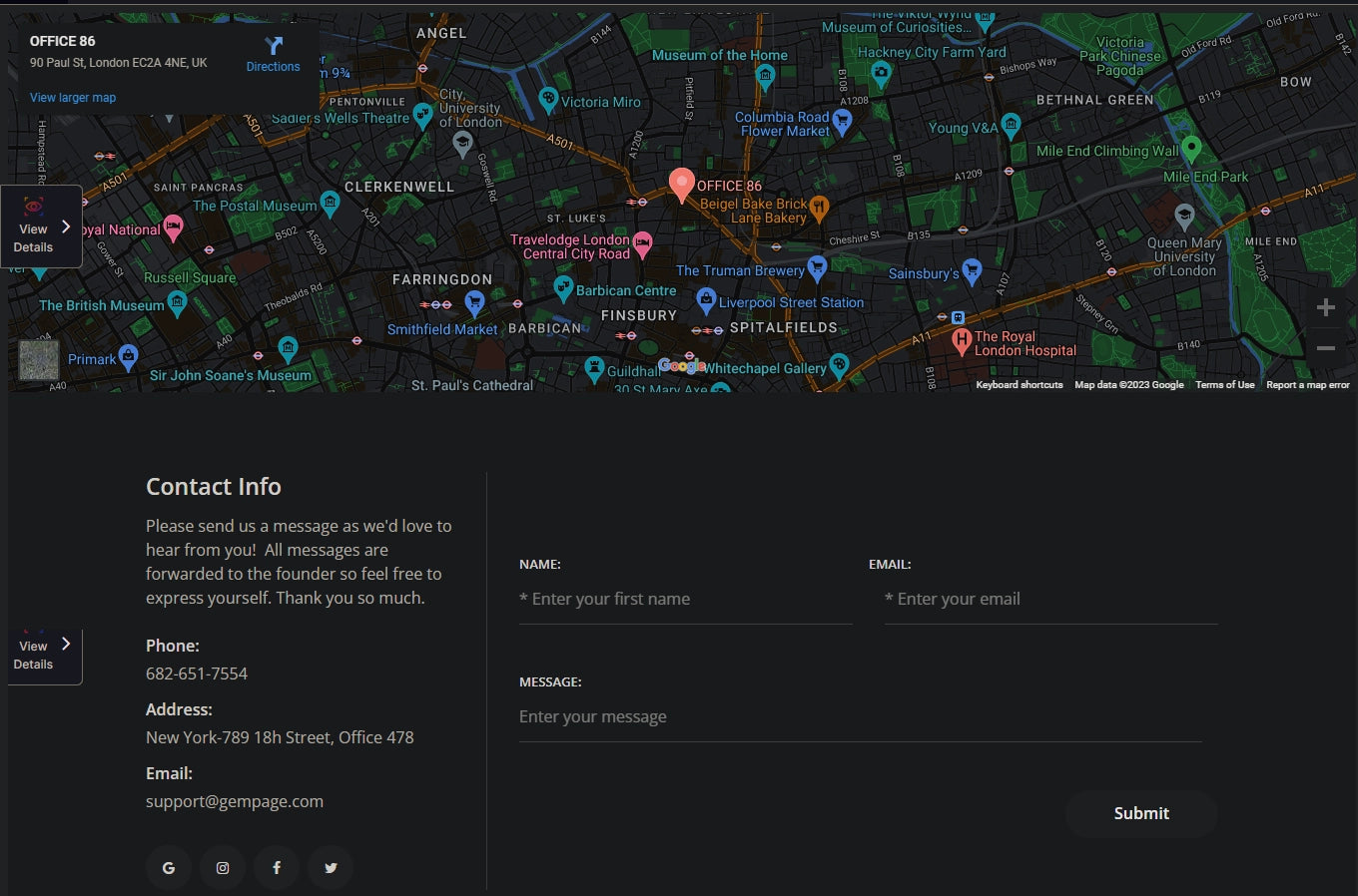 Screenshot of the GemPages’ Contact Us template 2.